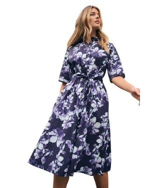 Jessica London Soft Denim Shirtdress - Blue
