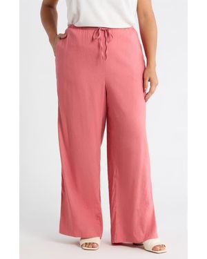 Nordstrom Wide Leg Linen Blend Pants - Red