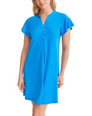 Fleur't Flutter Sleeve Sleep Shirt - Blue