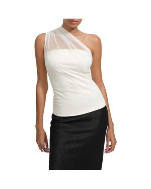 MARCELLA Azur Asymmetric Sleeveless Top - White