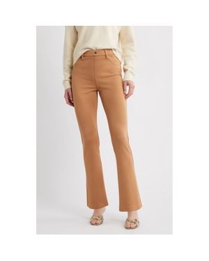 Hue High Rise Bottcut Pants - Natural