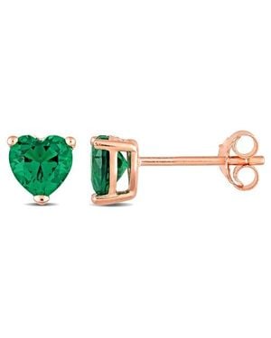 Julianna B Color Zirconia Heart Stud Earrings Plated - Green