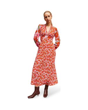 Ro&zo Poppy Print Waist Detail Dress - Red