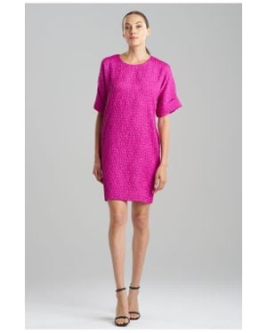 Natori Floral Crinkle Jacquard T-Shirt Dress - Pink