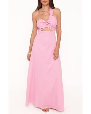 Petal & Pup Luna One-Shoulder Cutout Maxi Dress - Pink