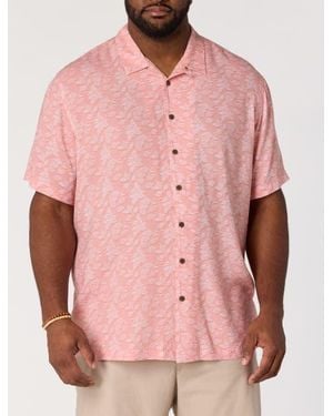 Oak Hill by DXL Big & Tall Tonal Dot Floral Sport Shirt - Pink