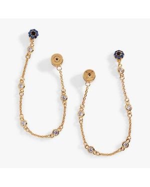 ALEX AND ANI Evil Eye Front To Back Chain Earring - Metallic