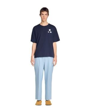 Sandro Flower Print Cotton T-Shirt - Blue