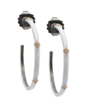 Armenta Crivelli Enamel Diamond Hoop Earrings - White