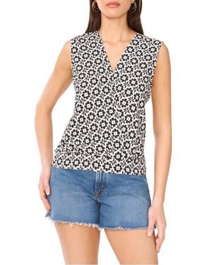 Vince Camuto Foulard Print Sleeveless Surplice Top - Blue