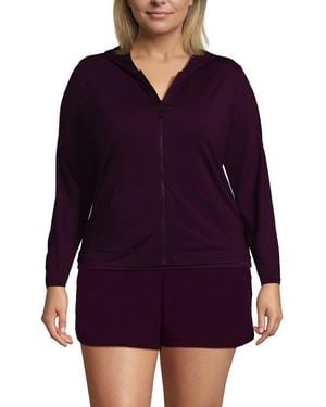 Lands' End Sunshade Upf 50 Hooded Zip Front Rash Guard - Purple