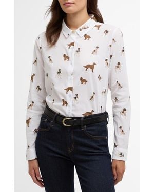 Barbour Safari Dog Print Button-Up Shirt - White