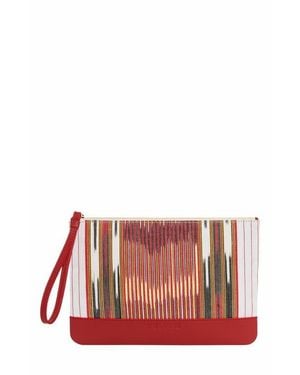 Kai & Vrosi Puli Calfskin & Handloomed Fabric Clutch - Red