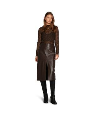 Belle & Bloom Understated Leather Pencil Skirt - Brown