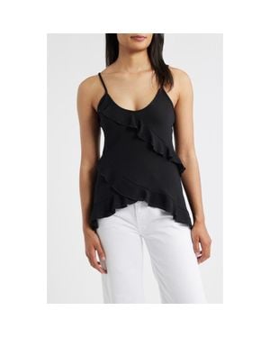 Loveappella Ruffle Crepe Camisole - Black