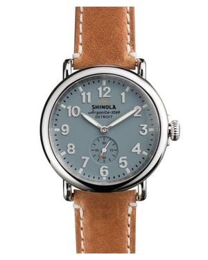 Shinola 'The Runwell' Leather Strap Watch, 41Mm - Gray