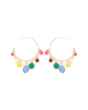 Panacea Mutli Stone Hoop Earrings - Multicolor