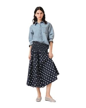 Maje Long Cotton Skirt - Blue