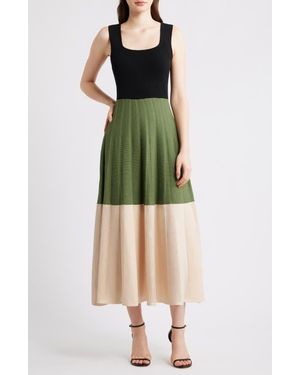 Vince Camuto Colorblock Knit Midi Dress - Green