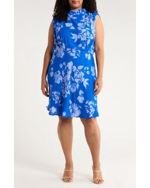 Sugarlips Lilith Floral Mock Neck Dress - Blue