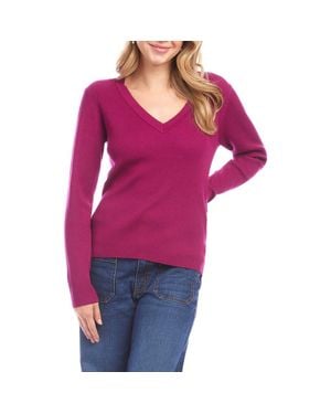 Karen Kane Rib V-Neck Sweater - Purple