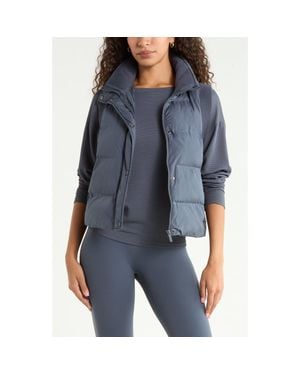 Zella Rib Trim Puffer Vest - Blue