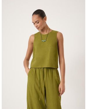Hush Vera Linen Blend Shell Top - Green