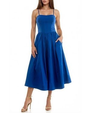 Socialite Corset Detail Sleeveless Midi Dress - Blue