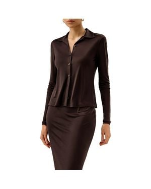 LILYSILK Silk Jersey Basic Slim Shirt - Black