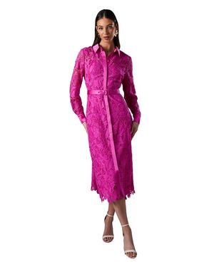 Coast Lace Long Sleeve Shirt Dress - Pink