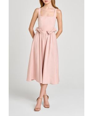 Wayf Lizzy Bow Trim Midi Dress - Pink
