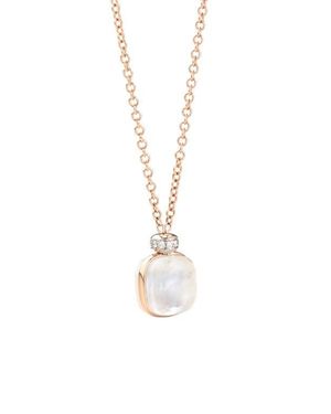 Pomellato Nudo Milky Quartz Topaz & Diamond Pendant Necklace - White