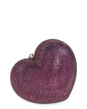 Judith Leiber Lamour Petite Coeur Heart Clutch - Purple