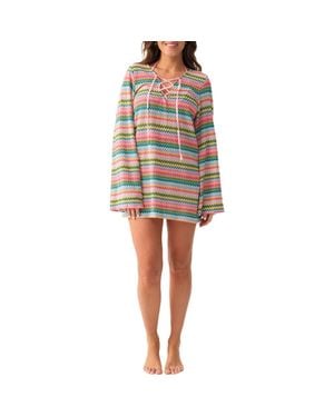 PQ Swim Noah Metallic Long Sleeve Cover-Up - Multicolor