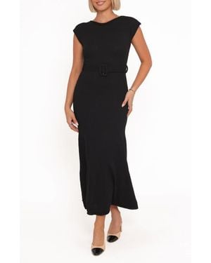 Petal & Pup Alberta Belted Knit Dress - Black