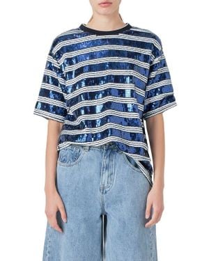 Grey Lab Sequin Stripe Top - Blue