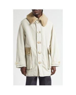 Visvim Winfield Field Coat With Genuine Shearling Collar - Natural