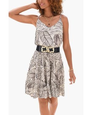 Lascana Print Tiered Dress - White