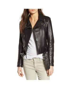 Schott Nyc Crop Leather Jacket - Gray