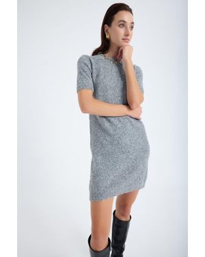 Monlicia Rune Short Sleeve Knit Dress - Blue