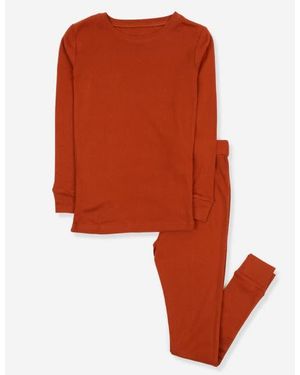 Leveret Cotton Two-Piece Pajamas, Stripes, Solids & Tie Dye - Orange