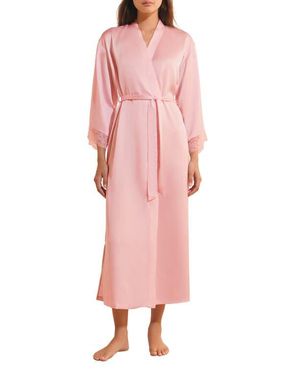 Etam Desire Lace Trim Long Robe - Pink