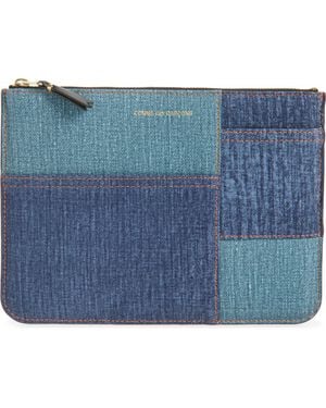 Comme des Garçons Denim Pocket Leather Pouch Clutch - Blue