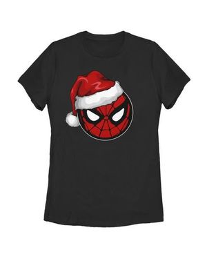 Marvel Spider- Masked Hero Santa Hat Icon Graphic T-Shirt - Black