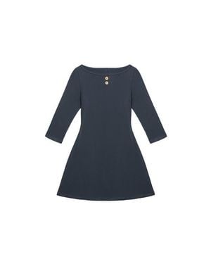 Oddli 3/4 Sleeve Boat Neck Dress - Blue