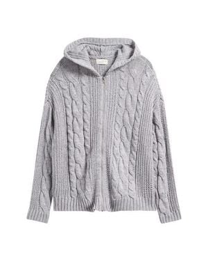 PacSun Dylan Cable Knit Zip-Up Hooded Sweater - Gray