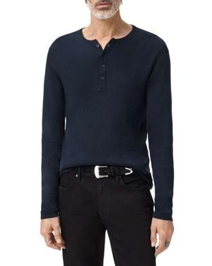 John Varvatos Javis Organic Cotton & Cashmere Rib Henley - Blue