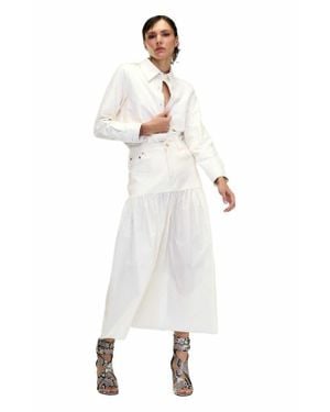 Cynthia Rowley Downtown Leather Nylon Skirt - White