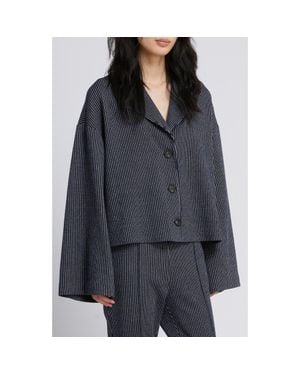MM by Max Mara Giuliva Stripe Cotton Stretch Jersey Jacket - Black
