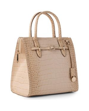 Brahmin Small Caroline Croc Embossed Leather Satchel - Natural